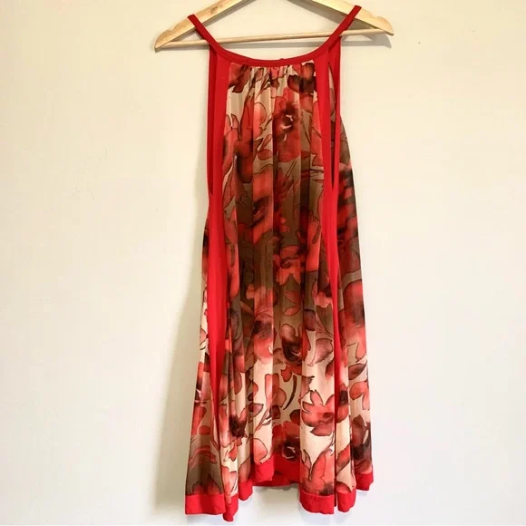 Women’s Floral Sexy Transparent Dress | Color: Red | Size: M